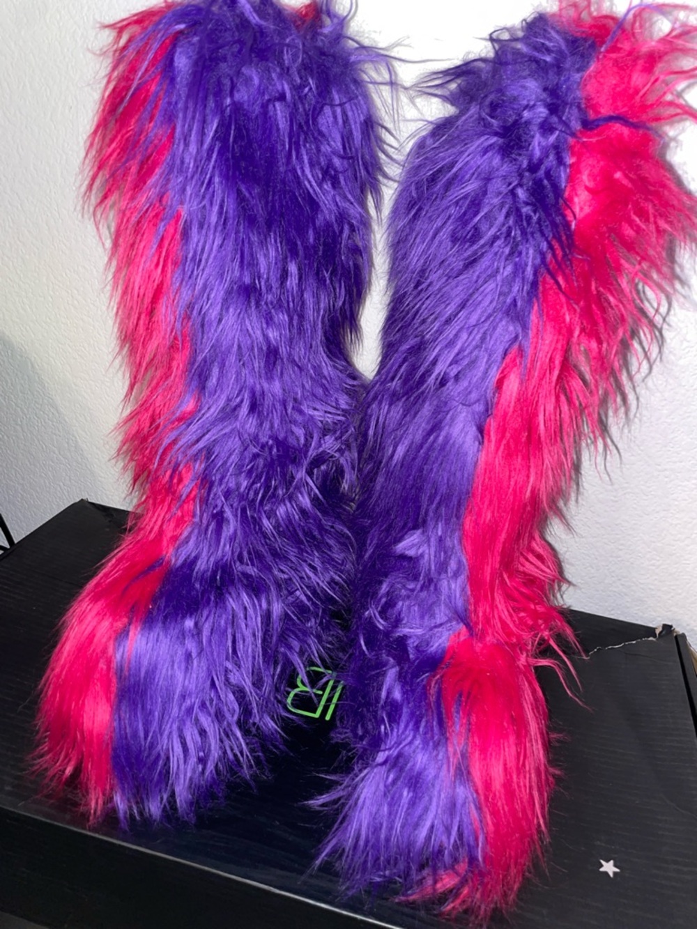 LIQUID RHYTHM Purple and Hot Pink Faux Fur Boots
